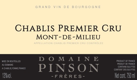 Domaine Pinson Chablis 1er Cru Mont de Milieu - Image 2